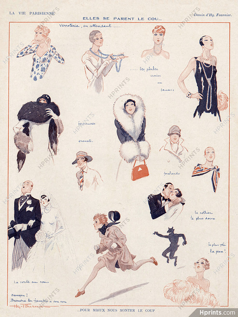 Henry Fournier 1928 ''Elles se parent le cou'' Elegant Parisiennes