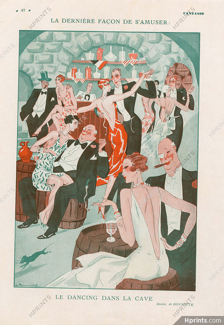 Léon Bonnotte 1926 "Le Dancing dans la Cave" Dance Roaring Twenties