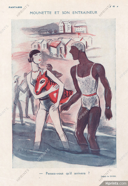 Dugo 1929 ''Mounette et son Entraineur'' bathing beauty, Swimmer