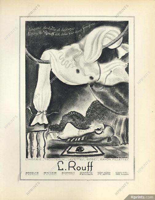L. Rouff (Lingerie) 1928 Lithograph PAN Paul Poiret, Edy Legrand