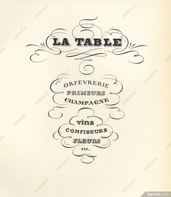 La Table 1928 Original insert from "PAN" Paul Poiret