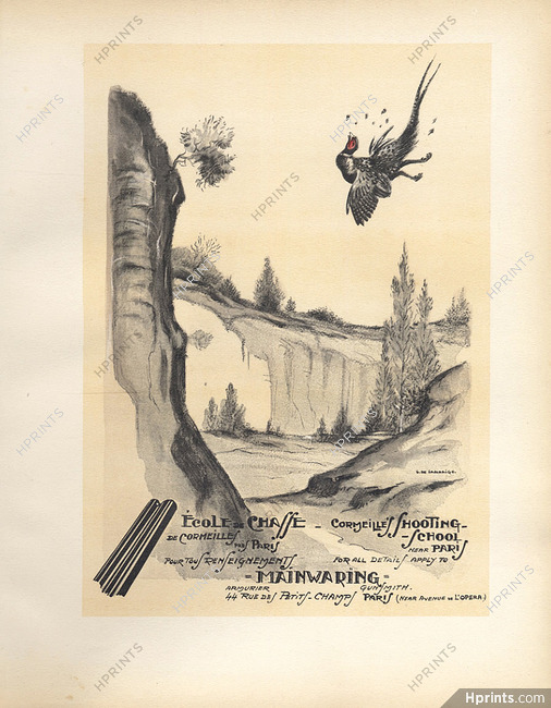 Mainwaring (Gunsmith) 1928 Cormeilles (Shooting School) Lithograph PAN Paul Poiret, Lajarrige