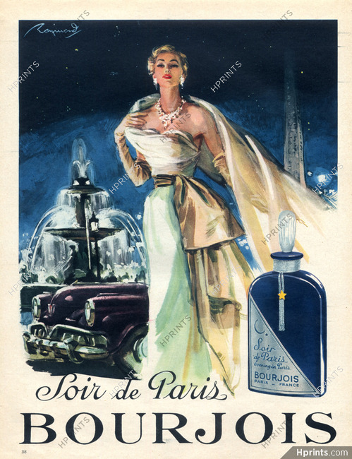 Bourjois 1952 Soir de Paris, Raymond (Brénot), Place De La Concorde, Elegant Parisienne