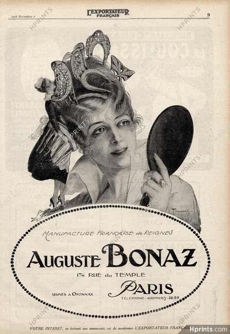 Auguste Bonaz (Combs) 1918 Marcel Fromenti, Hairstyle