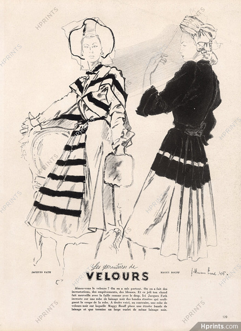Jacques Fath, Maggy Rouff 1945 Garnitures de Velours, Jc. Haramboure