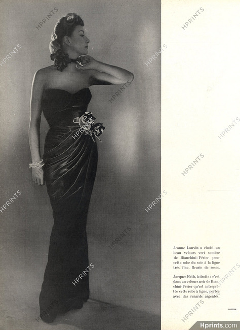 Jeanne Lanvin 1946 Evening Gown, Velvet