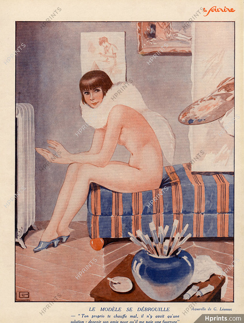 Léonnec 1928 Le Modèle se débrouille, nude