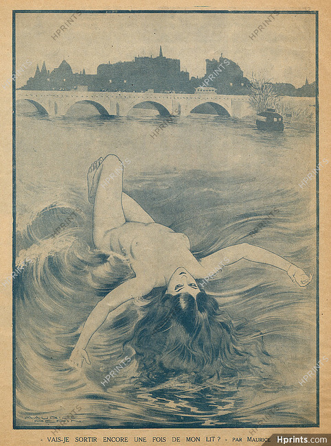 Maurice Pépin 1920 "Vais-je sortir encore de mon lit ?" La Seine, nude