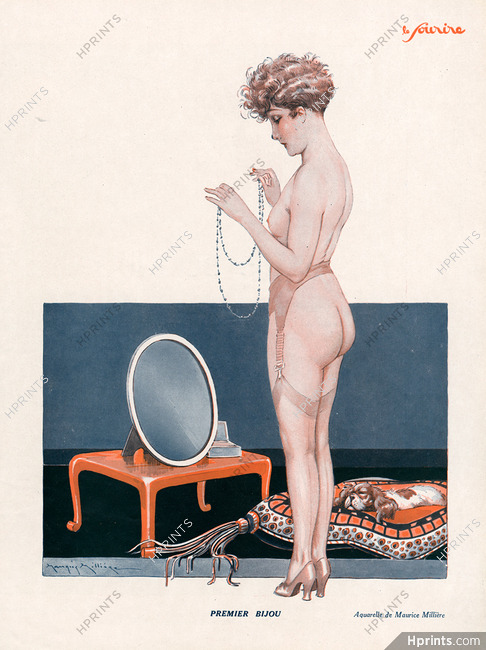 Maurice Millière 1928 "Premier Bijou", Nude, Stockings Garters