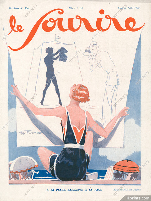 Henry Fournier 1928 "Baigneuse à la page", Bathing Beauty, Swimwear