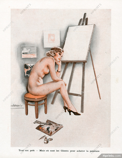 Suzanne Meunier 1935 "Où sont les clients...", Art Modeling