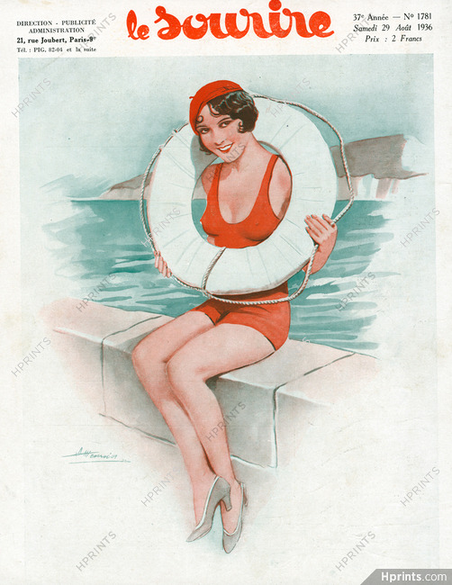 Suzanne Meunier 1936 Le Sourire cover, Bathing Beauty