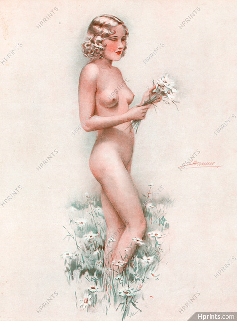 Suzanne Meunier 1936 Nude with flowers