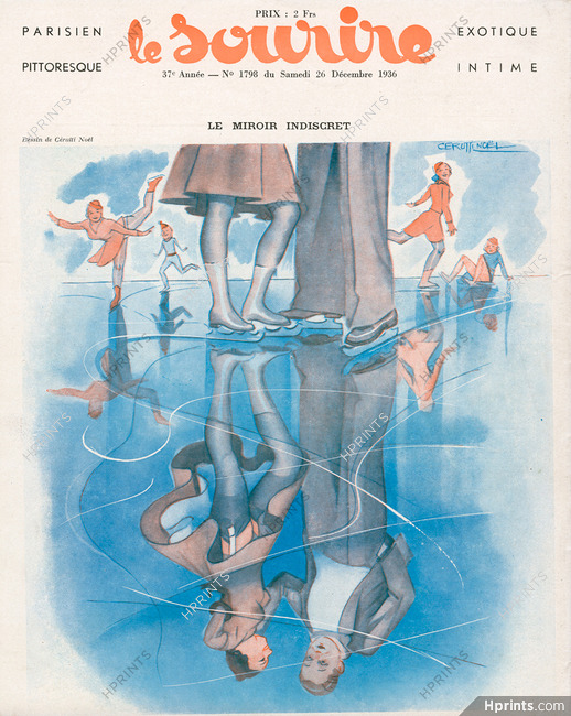 Cerutti Noël 1936 "Le Miroir Indiscret", Ice Skating, Stockings