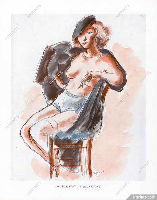 Dignimont 1936 Composition, Topless, Béret