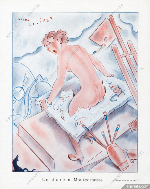 Sacha Zaliouk 1936 "Un drame à Montparnasse", Art Model Drama