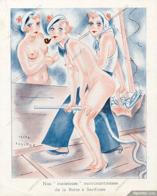 Sacha Zaliouk 1935 "Nos matelotes montmartroises de la Boîte à Sardines", Female Sailors, Erotica