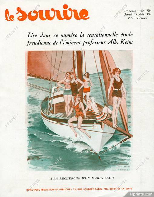Léon Bonnotte 1936 "A la recherche d'un marin mari", Yachting, Sexy Bathing Beauties