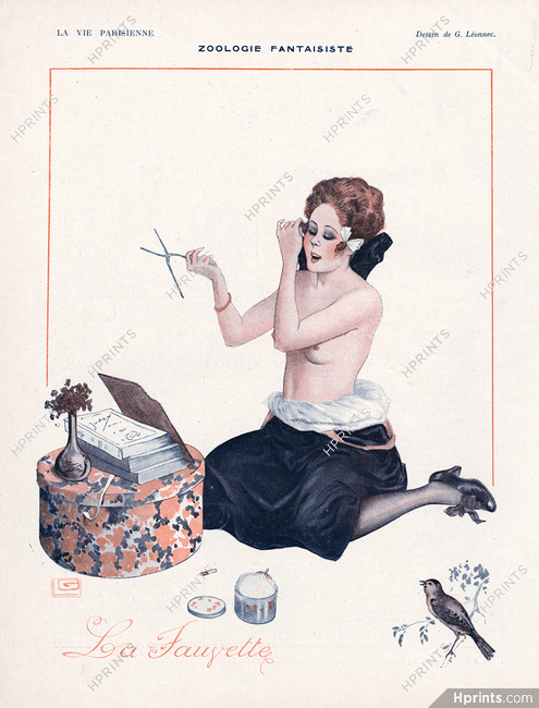 Georges Léonnec 1918 Topless Hairdresser "La Fauvette" Warbler