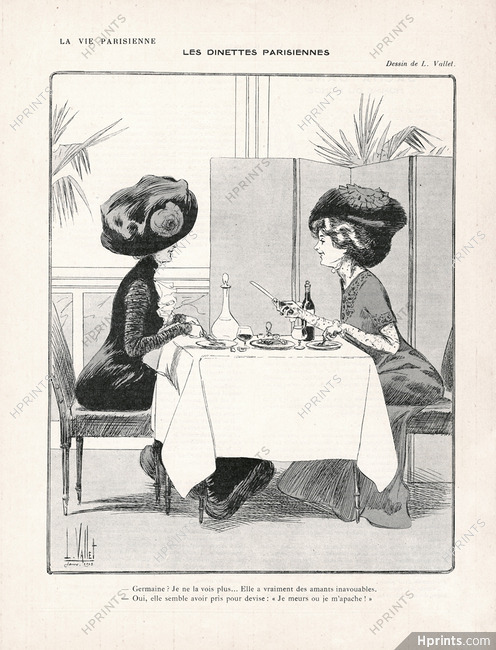 Louis Vallet 1910 Elegant Parisienne, Restaurant