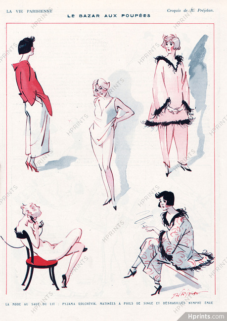 René Préjelan 1922 "Le Bazar aux Poupées" La mode au saut du lit, Pajamas Bolchévik, Deshabillés
