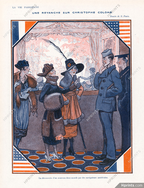 Georges Pavis 1918 "Une revanche sur Christophe Colomb" Elégantes, American sailor