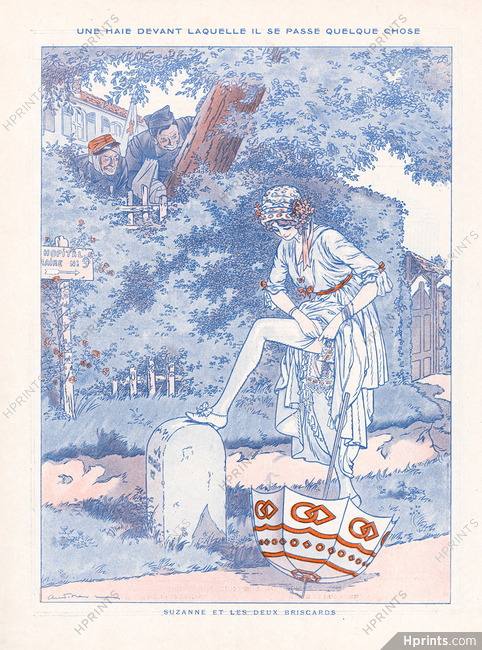 André Nevil 1916 "Suzanne et les Deux Briscards" Sexy Girl, Stockings