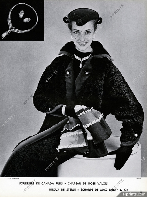 Canada Furs 1953 Fourrure, Bijoux de Sterlé, Rose Valois