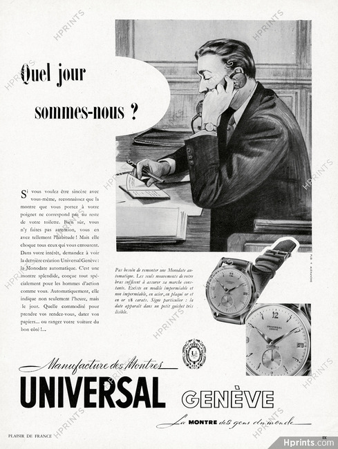 Universal (Watches) 1951 — Advertisement