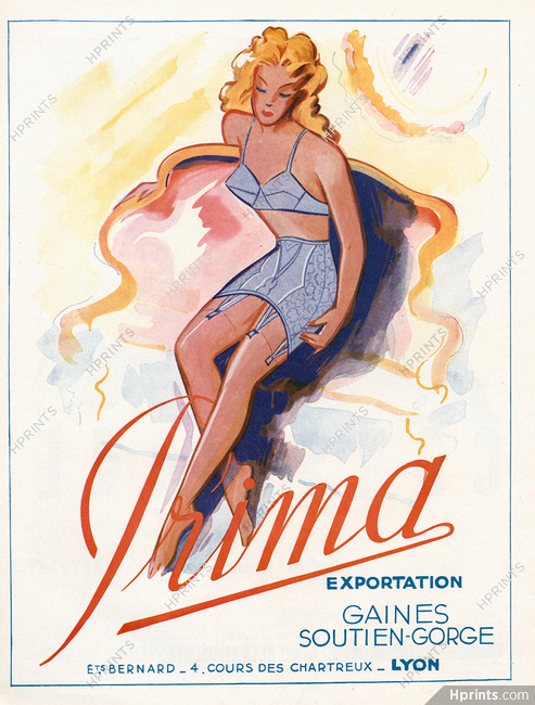 Prima (Lingerie) 1948 Girdle, Bra — Advertisement