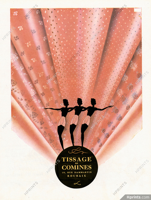 Tissage de Comines 1948 Fabric for Lingerie, Girdles
