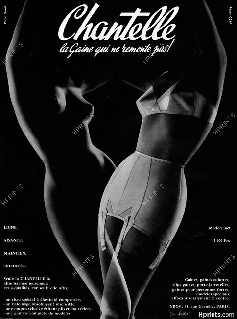 Chantelle 1956 Girdle, Bra, Photo Deval (Nude, model 369)