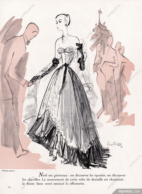Marcel Rochas 1948 Strapless Dress, Lace, Irwin Crosthwait