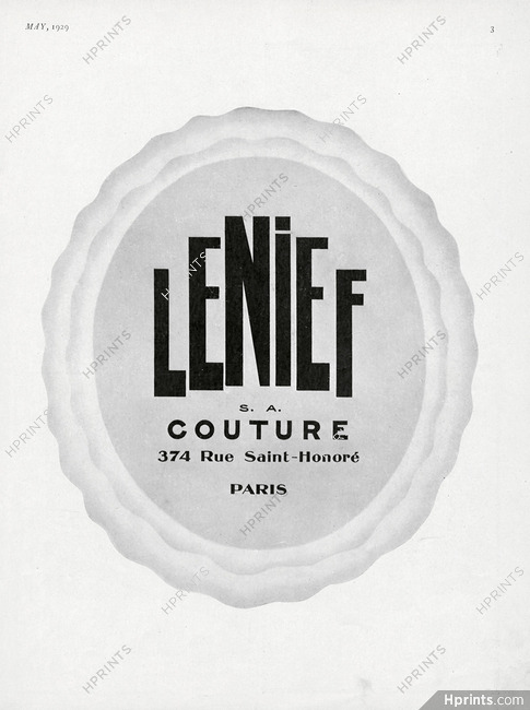 Lenief (Couture) 1929 Label
