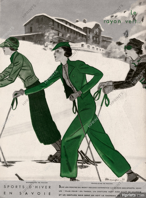 Madeleine de Rauch 1933 "Le Rayon Vert" Skiers, Mont Revard, Savoie, Pierre Mourgue
