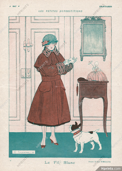 Edouard Touraine 1916 Elegant Parisienne, Collar French Bulldog