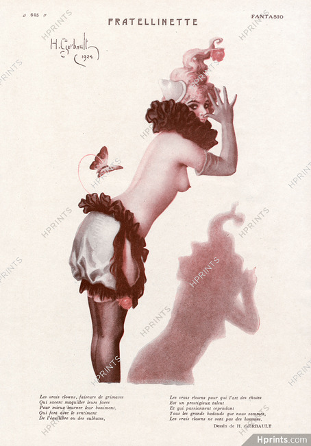 Henry Gerbault 1924 Fratellinette, Fratellini Clown, Topless