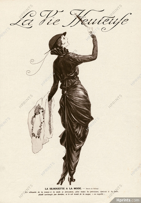 Strimpl 1914 "La Silhouette à la Mode" Col "en coquille" Fashion Illustration