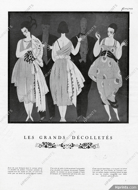 Charles Martin 1919 Les Grands Décolletés, Low-neck, Evening Dresses