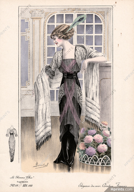 Création Francis 1912 Elégance du soir, Evening Dress, A. Louchel