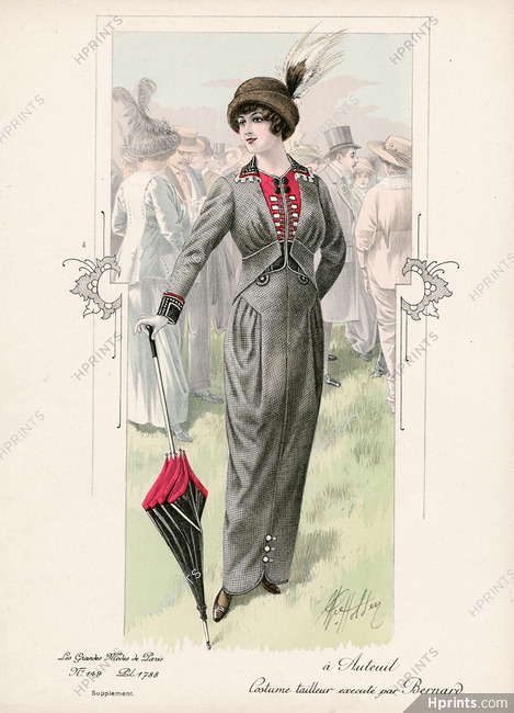Bernard (Couture) 1913 À Auteuil, Costume tailleur, Courses