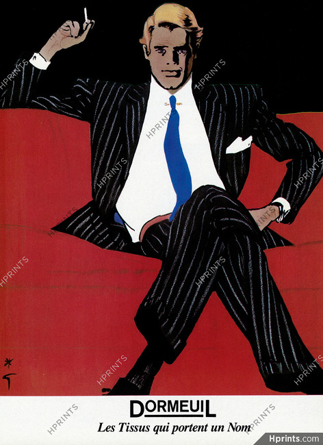 Dormeuil (Fabric) 1982 Men's Clothing, René Gruau