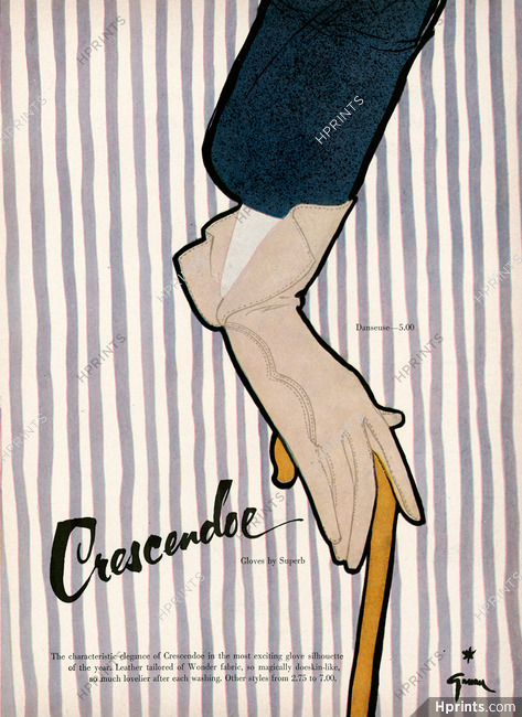 Crescendoe (Gloves) 1952 Cane, René Gruau