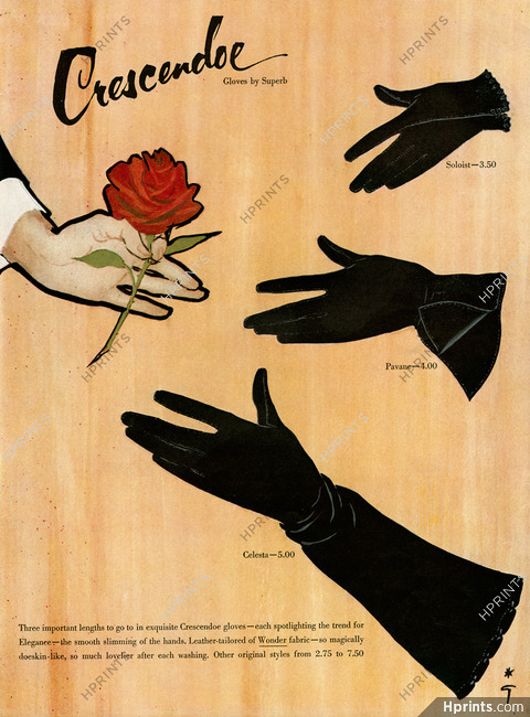 Crescendoe (Gloves) 1951 Rose, René Gruau