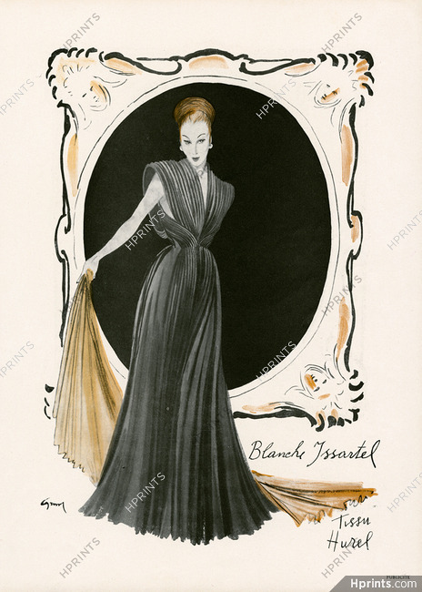 Blanche Issartel 1945 René Gruau, Evening Gown