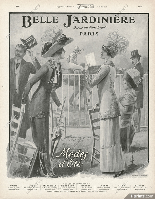Belle Jardinière 1910 Modes d'été, Horse Race, Elegants