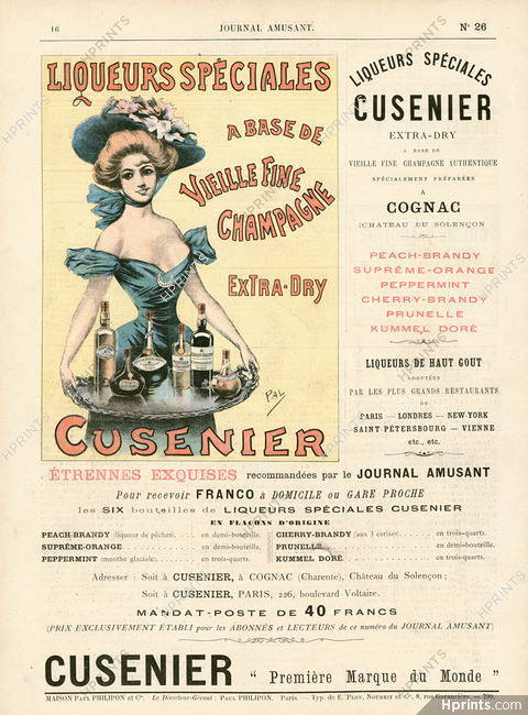 Cusenier 1899 Liqueurs, Affiche Pal