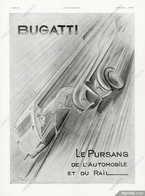 Bugatti 1937 Le Pursang de l'Automobile et du Rail, signed S. Bugatti