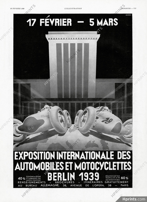Exposition Internationale des Automobiles, Berlin 1939 Poster Art
