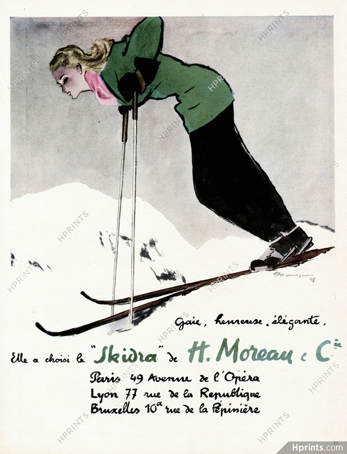 Moreau & Cie 1947 Pierre Mourgue, Skiing